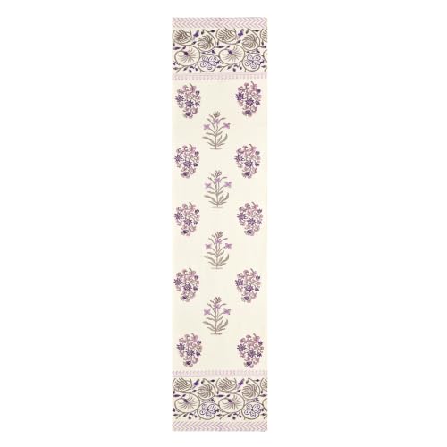 Image of BLOCKS OF INDIA Hand Block Printed Cotton Table Runner, Mat and Napkin Set for Center /Dining Table