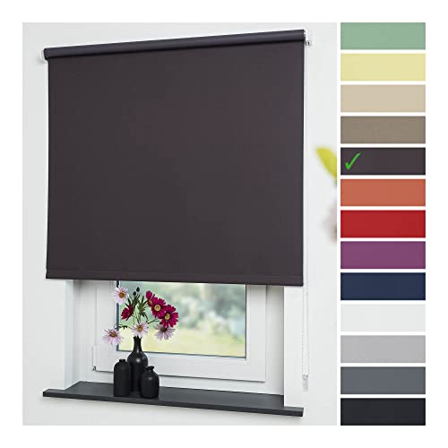 Liedeco® Rollos für Fenster, Kettenzug-Rollo / 202 x 180 cm (Breite x Höhe), Cappuccino/Verdunkelnd, Abdunkelnd, Blickdicht/viele Farben, Größen/Breiten 60-200 cm/Variable Montage möglich