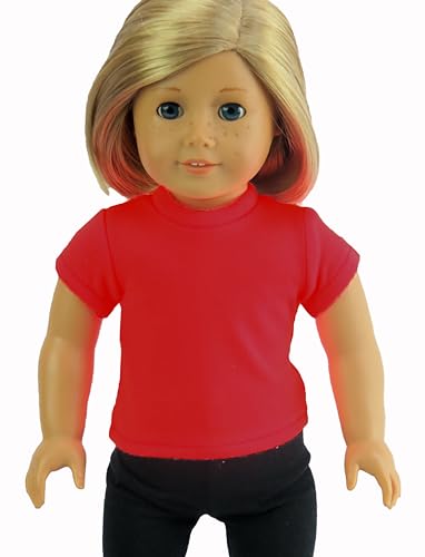American Fashion World Doll T-Shirt 3 Pack, 18-inch, Red White Black