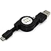 Vktech Micro USB to USB Retractable Sync Charger Cable Pack of 5