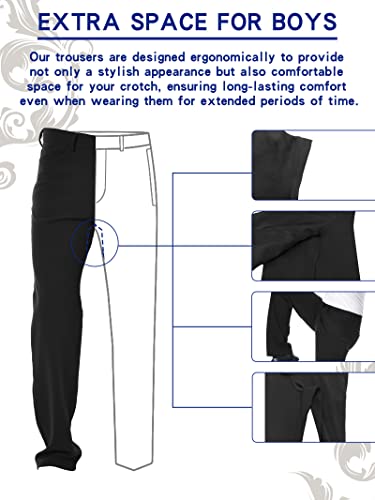 Men's High Elasticity Dress Pants Premium No Iron Classic Casual Pant Flat Front Straight Fit Trouser Pant(Black-33W X 30L) #TOP2