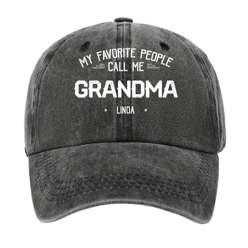 My Favorite People Call Me Grandma Mom, Personalized Custom Vintage Washed Denim Caps for Grandma Mom, Nana Denim Cap from Grandkids, for Nana Mama, for Mimi Mother2