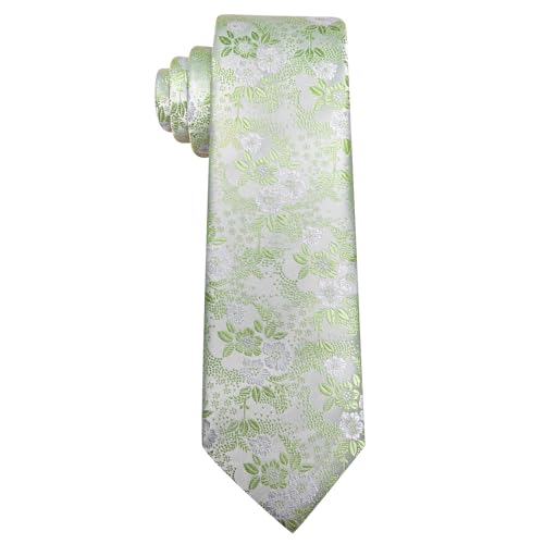 Image of Barry.Wang Flower Ties for Men Silk Woven Floral Tie Sets Necktie Handkerchief Cufflinks Wedding Party