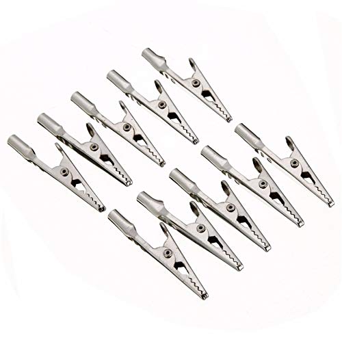 Preisvergleich Produktbild Argerrant 10pcs 51mm Länge Elektrische Krokodilklemmen Nickel Stahlschraube Probe Fixing-Test Krokodilklemmen (Farbe : Silber-)