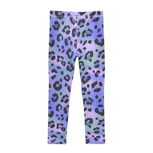Blue Purple Leopard Girls Leggings Soft Stretch Workout Yoga Dance Pants for Kids Casual Tights2