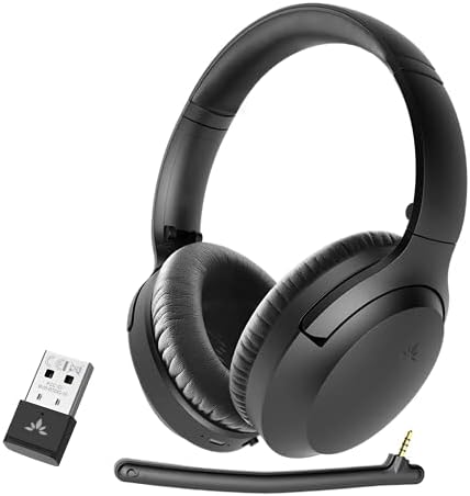 Avantree Aria 90B Bluetooth 5.0 Noise Cancelling Headphones with Microphone & USB Adapter for PC Computer Laptop Mobile Phones, 35Hrs Comfortable Wireless Headset for Music & Calls, Work from Home