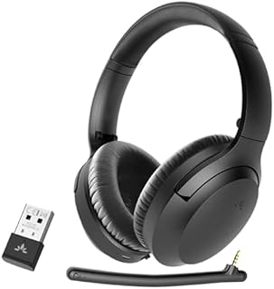 Avantree Aria 90B Bluetooth 5.0 Noise Cancelling Headphones with Microphone & USB Adapter for PC Computer Laptop Mobile Phones, 35Hrs Comfortable Wireless Headset for Music & Calls, Work from Home
