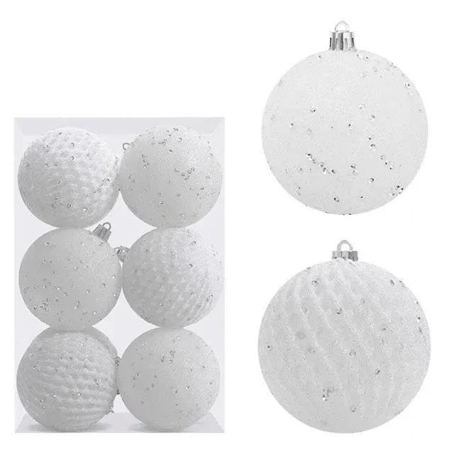 Juego Bolas Navidad Pintadas con Lentejuelas,Dorado Plateado Decoración(A-White-8cm)