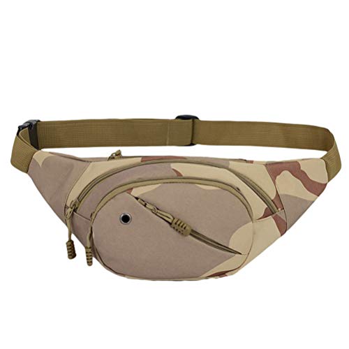 ORFOFE Bolsa de Cintura Deportiva para Hombre con Cómodo y Diseño Camuflaje Riñonera Móvil con Orificio para Auriculares para Actividades al Aire
