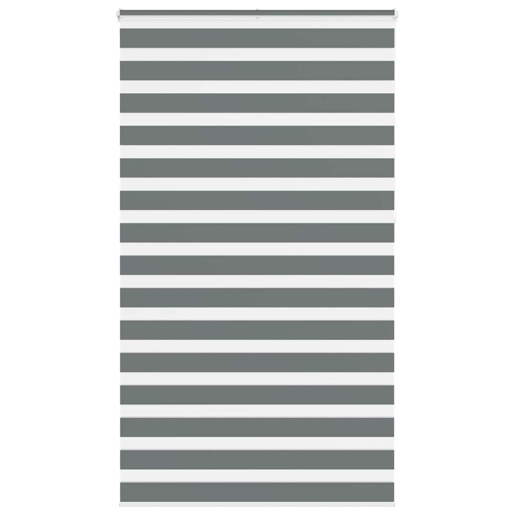Tenda a rullo zebrata, tessuto grigio scuro, larghezza 130,9 cm, poliestere | Traslucido e opaco, doppio strato, montaggio senza foratura, catena regolabile, facile da pulire