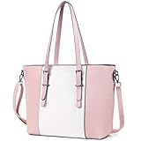 Women Purses and Handbags Tote Shoulder Bag Top Handle Satchel Bags for Ladies (Light Pink/White)