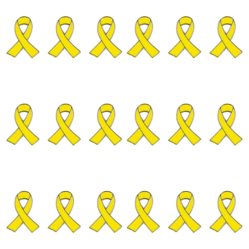 Amexo 18 Piezas Pin de Cinta Amarilla, Campaña de Pins de lazo Amarillo Contra el Cáncer Pines de Concientización Sobre la Salud Mental Pin de Caridad Donación Evento Regalo (Amarillo)