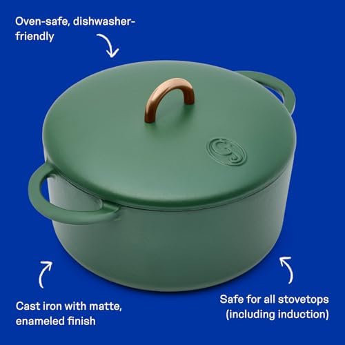 Great Jones Dutch Baby Dutch Oven with Lid (Broccoli, 3.5-Quart) | Enameled Cast Iron, Round Shape | Safe for Stovetops & Ovens up to 500°F | Space-Saving & Dishwasher-Friendly | Small-Batch Cooking - Thumbnail 5