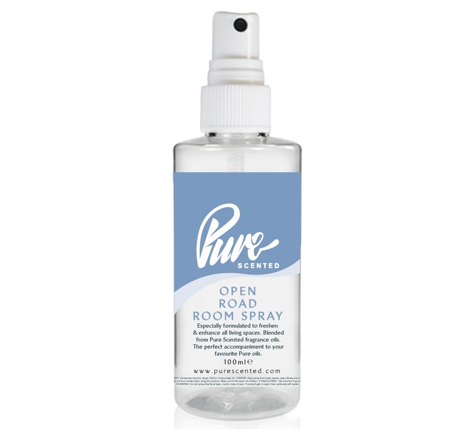 "Pure Scented 100ml Room & Fabric Sprays Suitable For Home, Car, Caravan, Work, Gym Bags, Odour Eliminators (1 x 100ml, Open Road)"