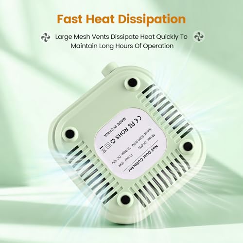 Image of JODSONE 6000RPM Mini Nail Dust Collector PocketSized Powerful Suction Portable Nail Salon with 30 Filters Green