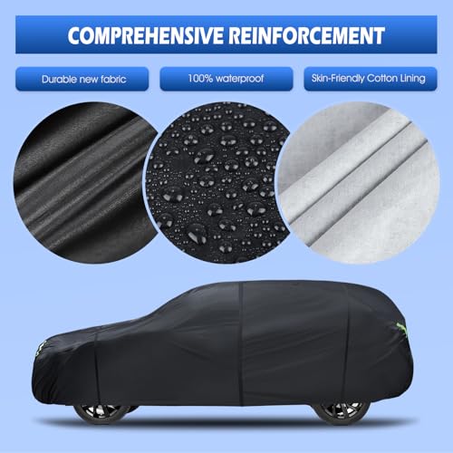 Image of 6 Layers SUV Car Cover Waterproof All Weather for Automobiles, Size A5 with Zipper & Cotton Universal Fit for Buick Encore, Ford Escape,Kia Sportage (Up to 181inch)