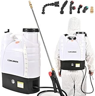 CENCANON 4 Gallon Battery Powered Backpack Sprayer Electric Garden Pump Sprayer W/Time Long-Life Battery and Spray Telescope Wand and Multiple Nozzles for Spraying Cleaning