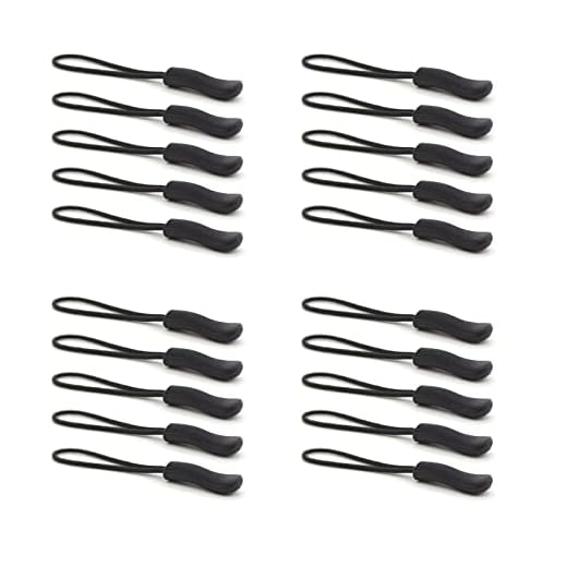 Zipper Pulls, 20PCS Upgraded Zipper Pull, Premium Black Zipper Pull Replacement Zipper Tab Tags Cord Extension Fixer for Luggage, Backpacks, Jackets, Purses, Handbags