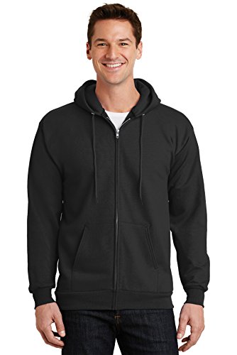 Port & Company Fleece Full-Zip Hooded Sweatshirt Jet Black Small