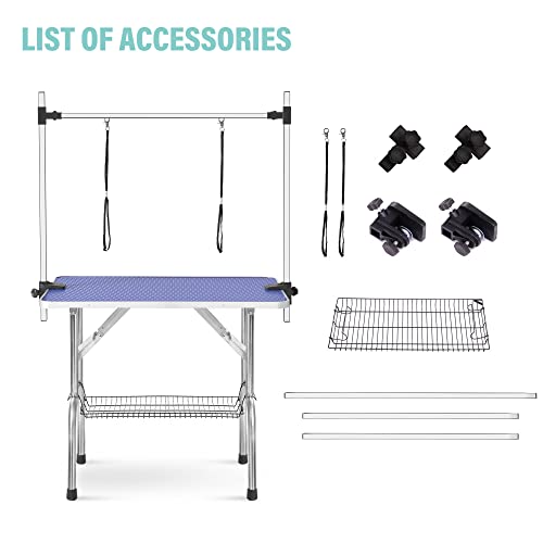 Rhomtree Professional 36\" Adjustable Pet Grooming Table Heavy Duty with Arm & Nosse & Mesh Tray for Large Dog Cat Shower Table Bath Station, Maximum Capacity Up to 330 LBS (36 inch) - Thumbnail 5