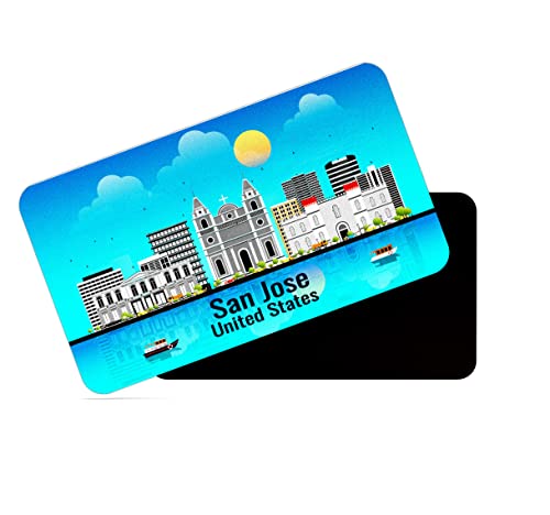 Image of dhcrafts Rectangular Rubber Fridge Magnet /Magnetic Card Blue United States San Jose Design Pack of 1 (8.6cm x 5.4cm)