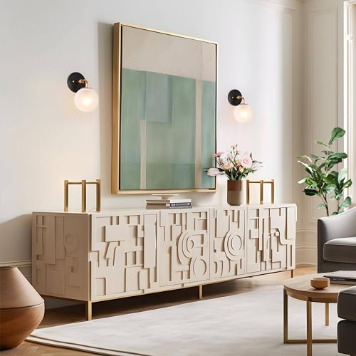 Image of KSANA Sconces Wall Lighting, 1-Light Black and Gold Indoor Wall Sconce Light with Frosted Glass Globe, Wall Sconces for Bedroom, Bathroom, Living Room, Kitchen
