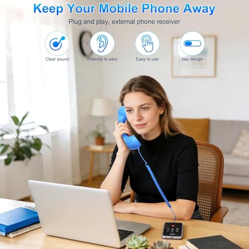 Combiné de téléphone rétro pour vidéoconférence et appels mains libres confortables - 3
