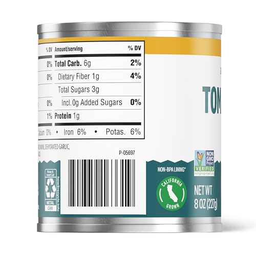 Amazon Fresh Tomato Sauce, No Salt Added, 8 Oz - image 3