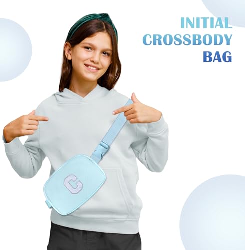 Image of COSHAYSOO Blue Fanny Pack Belt Bag Crossbody Purses for 6 7 8 9 10 11 12 13 14 Year Old Teen Girl Birthday Gifts Girls Fashion Accessories Preppy Monogrammed Initial Letter C