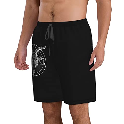 Pentagram with Demon Baphomet Satanic Goat Men's Beach Shorts Board Trunks Classic Bathing Suits Quick Dry Boxer Briefs2
