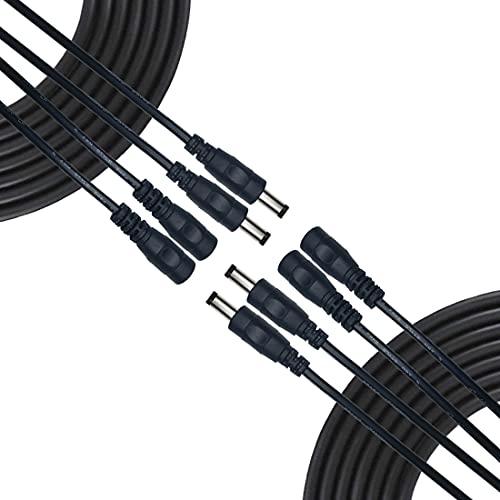 Liwinting 4pcs 1m/3.28Feet DC Verlängerungskabel 5.5 mm x 2.5 mm DC Anschlusskabel DC/Gleichstrom Verbinderkabel DC Verteiler Männlich zu Weiblich Verbinder für Netzteil, Schwarz Cover