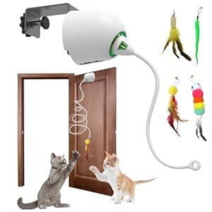 BABYLTRL Cat Toys Hanging Door Automatic Cat Toy Interactive Elastic Rope with Feather, Cat Catching Game Door Hanger
