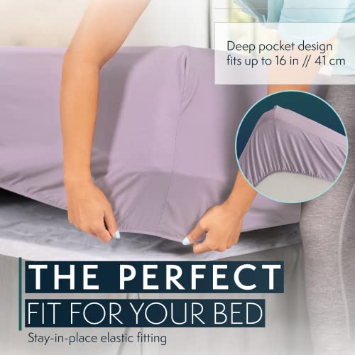 Hc Collection Twin Size Sheets Set - Bedding Sheets & Pillowcases W/ 16 Inch Deep Pockets - Fade Resistant & Machine Washable - 3 Piece 1800 Series Twin Bed Sheet Sets – Lavender #TOP6