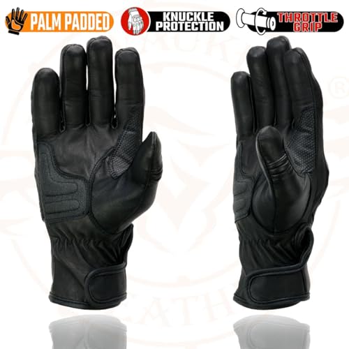 Image of Milwaukee Leather Men's Premium Leather Motorcycle Racing Gloves - Hand Protection, Gel Palm, Adjustable Fit - Medium