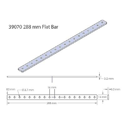 Pitsco Education TETRIX MAX Flat Bar, 288 mm Aluminum Bar with 16 mm Repeating Hole Pattern, Robotics Building Elements, Spare Parts for Robotics and Vehicles, Package of 2