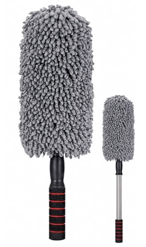 ECVV Microfiber Car Duster Exterior and Interior Cleaning Extendable Handle & Scratch-Free Dust Mop for Cars Trucks & SUVs Washable Reusable Auto Cleaning Brush 54x80cm Adjustable Pole