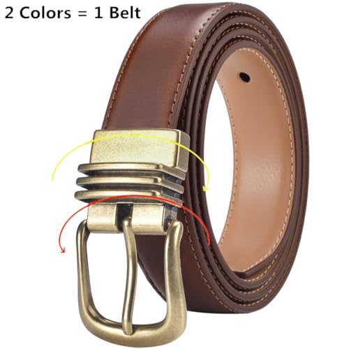 Women Reversible Leather Belts for Jeans Pants Dresses Ladies Fashion Belts with Gold Buckle2
