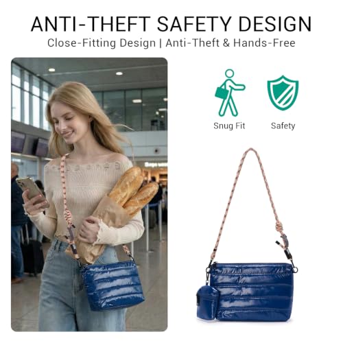 Image of ACUARIO Crossbody Bags for Women - Puffy Tote Bag Purse for Work, Travel, Shoulder Handbag with Small Wallet
