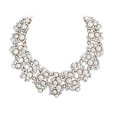 Ever Faith Cream Simulated Pearl Choker Necklace Cover