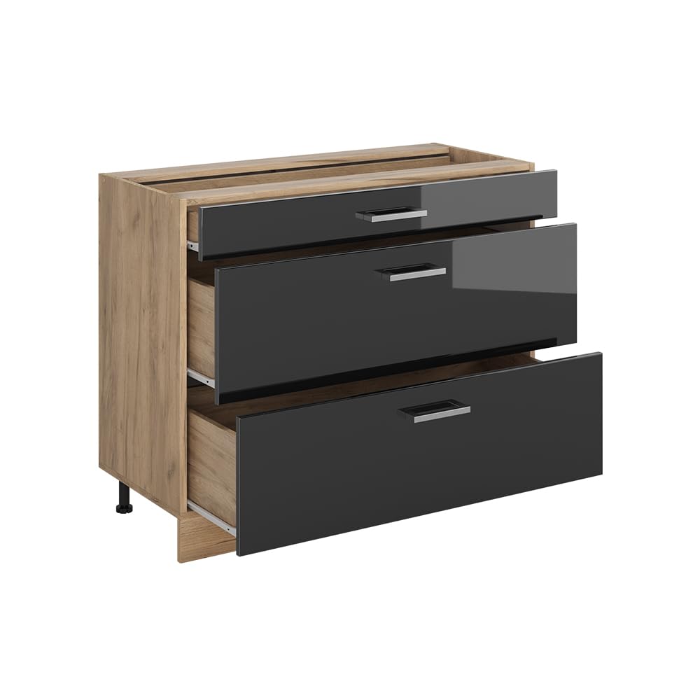 Vicco Szafka dolna do kuchni "R-Line", Antracyt połysk/Dąb goldkraft 100 cm