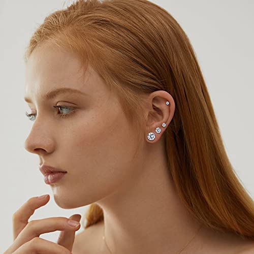 Besteel 5 Pairs G23 Titanium Stud Earrings, Simple Polished Cz/Ball Studs Cartilage Earrings Jewelry, 3/4/5/6/8 Mm Cartilage Stud Earrings Style A #TOP7