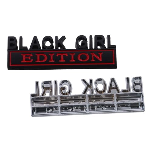 Image of BYOBYO 2PCS Black Girl Edition Emblem 3D Metal Car Side Rear Front Hood Badge Auto Door Badge Universal Car Sticker Replacement Decorations for Vehicle Car Truck SUV, 3.15x1.18in