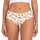 Wudan Ropa interior transpirable de cintura media para mujer, color acuarela, salmón, sushi, mostaza, Acuarela salmón sushi mostaza, XS