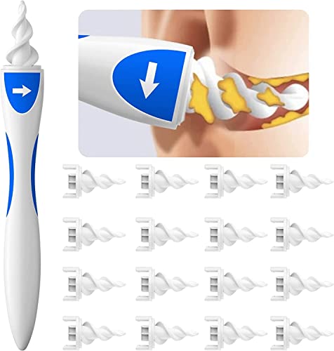 Q Grips Earwax Removal-Spiral Ear Wax Remover Tool, Reusable Earwax Removal Kit Safe Ear Cleaner with 16 Pcs Soft and Flexible Replaceme Heads Ear Cleaner for Adults and Kidsâ¦ (Blue)