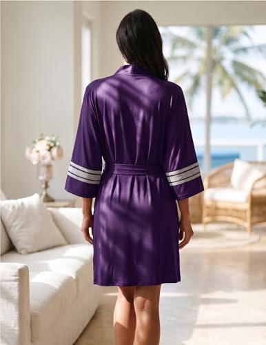 Image of Ekouaer Womens Robe Lightweight 3 /4 Sleeve Soft Knit Bathrobe Sleepwear