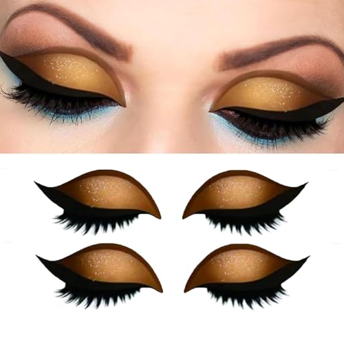 Lazy Eye Shadow Eyelash Patch 2025 New Eyeshadow Eyelash Stickers 3-in-1 Self-Adhesive Reusable Fast Eye Makeup Stickers with False Lashes With False Eyelashes Eyeshadow Eyeliner (2PCS)