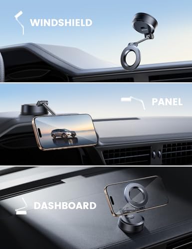 Image of Lamicall for Magsafe Car Mount Dashboard Windshield 70LBS Powerful Suction | Strongest Magnetic Phone Holders for Your Car 360 Rotation Adjustable for iPhone 17 Pro Max Smartphone Truck - Carbon Fiber
