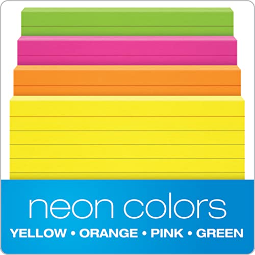Oxford Neon Index Cards, 3\" x 5\", Ruled, Assorted Colors, 300 Per Pack (81300EE) - Thumbnail 4
