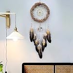 Tree of Life Dream Catcher, Handmade Woven Traditional Craft Rattan Dream Catchers Wall Hanging Ornament,7 Chakras Crystal Healing Stones Art for Bedroom Decor, Festival Blessing Gift (Dark Brown) - Image 5