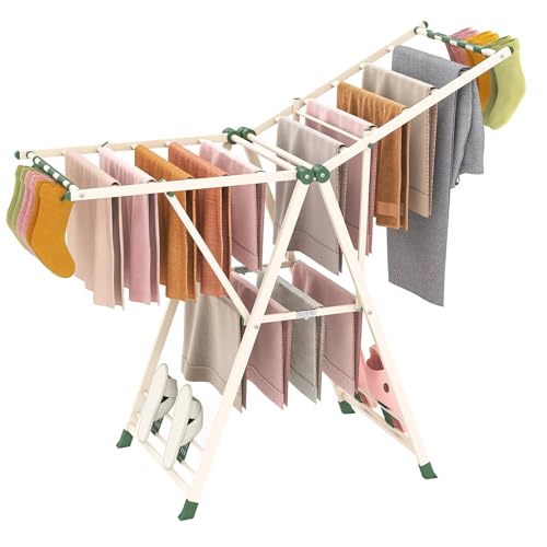 Giantex Clothes Drying Rack, Foldable Metal Laundry Drying Rack with Height Adjustable Wings...